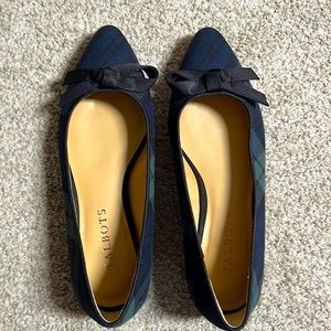 Talbots plaid flats with bow